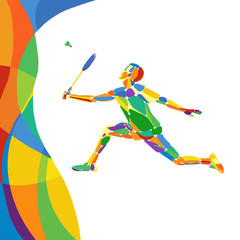 Multicolor abstract Professional Badminton player