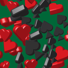 Card Peaks and Hearts Seamless Pattern