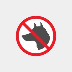 Prohibiting vector sign. Prohibiting flat vector icon. With dog prohibited sign. Pets are not allowed sign. No pets. No dogs