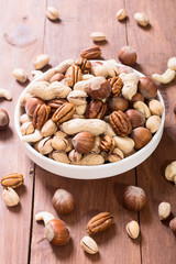 Mix of nuts in plate