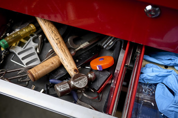 a drawer full of tools 