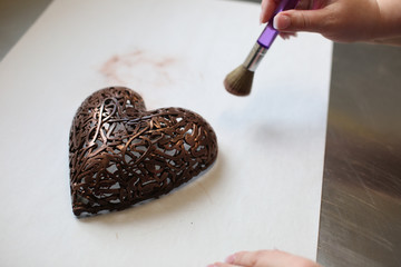 How to Bake Cake in the shape of heart on Valentine's Day. Close-up