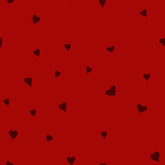 chaotic vector doodle hearts seamless pattern - for Valentine's day