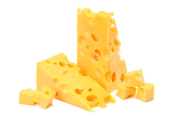 piece of cheese isolated on white background