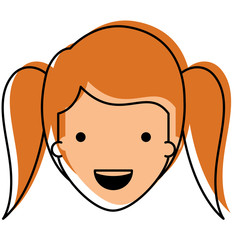 little girl head character vector illustration design