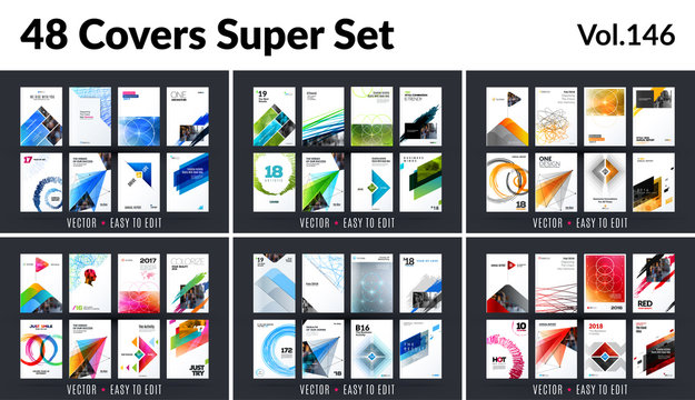 Mega set of abstract templates for business, trendy colourful triangles