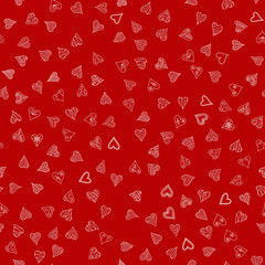 chaotic vector doodle hearts seamless pattern - for Valentine's day