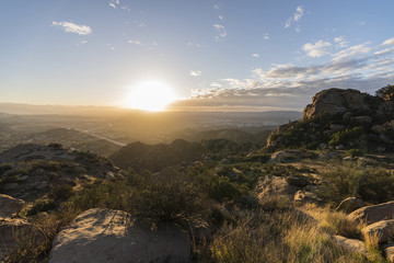 Dawn view of the San Fernando Valley in Los Angeles California.  Shot from Rocky Peak Park in the Santa Susana Mountains.