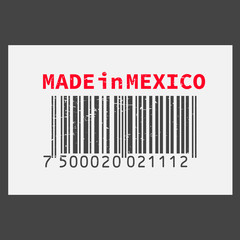 Vector realistic barcode  Made in Mexico on dark background.