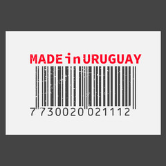 Vector realistic barcode  Made in Uruguayl on dark background.