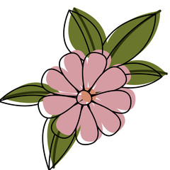 flower and leafs floral decoration vector illustration design
