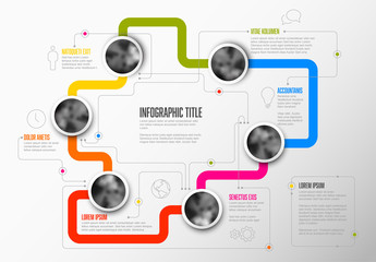 Path Infographic with Photo Inserts on Colorful Lines
