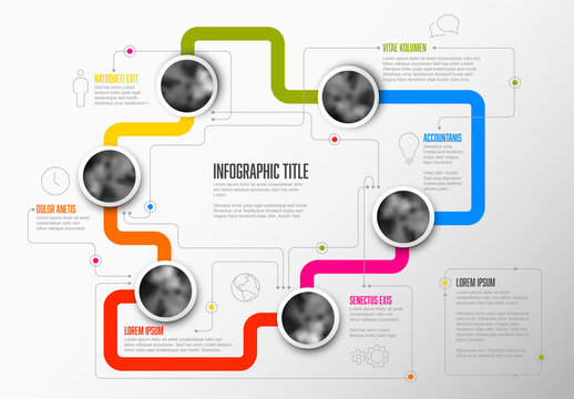 Path Infographic with Photo Inserts on Colorful Lines