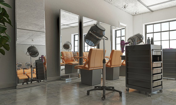 Hair salon, Parrucchiere, Acconciatura, illustrazione 3d