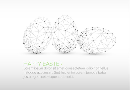 Digital Easter Card with Polygonal Outlined Egg Elements