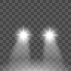 Realistic car flare light effect on transparent background. Vector - 192233808