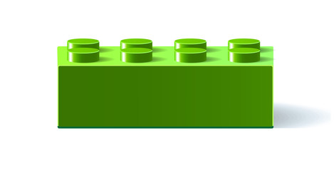 Green icon Bricks. 3D Bricks. Constructor. Building block toy. Green building block toy with shadow. Isolated on white background. Vector illustration Eps10 file