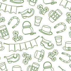 St. Patricks Day vector design of elements seamless pattern