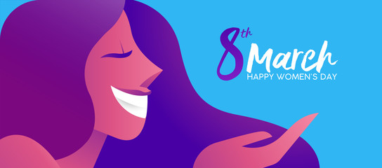 Womans Day 8th march happy woman banner design