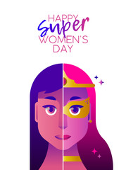 Super Women Day 2018 hero concept greeting card