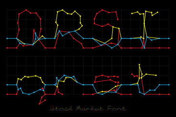 Stock Market Font - Letters Q, R, S, T.
