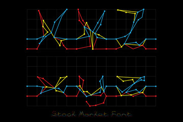 Stock Market Font - Letters X, Y, Z.