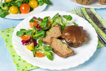 Chicken liver souffle with broccoli