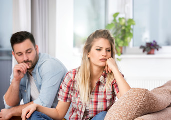 Man and woman having problems in relationship