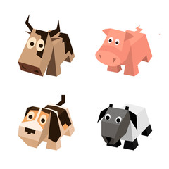 Vector set of different isometric 3d animals