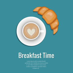 Cappuccino and croissant vector illustration.