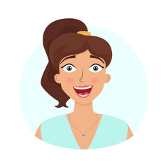 Excited face expression. Vector flat illustration.