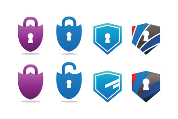 Collection of padlock and shield security template vector