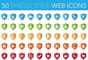 50 Web Icons - Shield Style