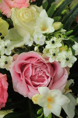 Mixed pink white wedding arrangement