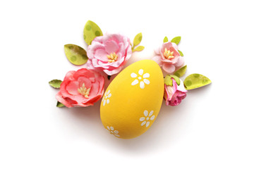 easter eggs and flowers isolated on white background - 192241459