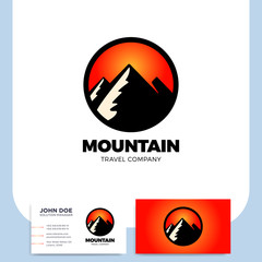 Mountain hand drawn logo template design element vintage style for logotype label badge