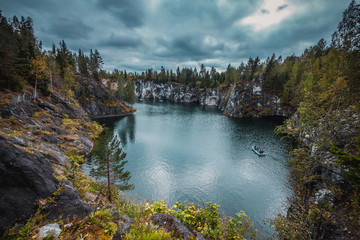 Marble quarry in Ruskeala Mountain Park, Karelia.