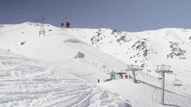 Low angle, gondola in Gulmarg