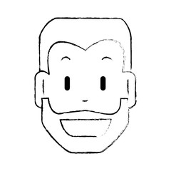 young man head avatar character vector illustration design