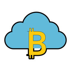 cloud computing with bitcoins vector illustration design