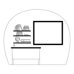 class room scene with bookcase vector illustration design