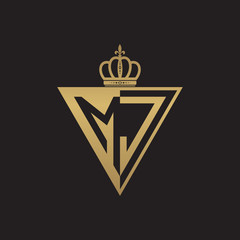 initial two letter half logo triangle gold