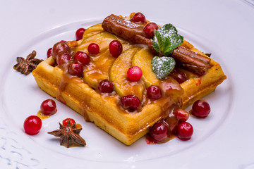 Waffle with Apple and cinnamon