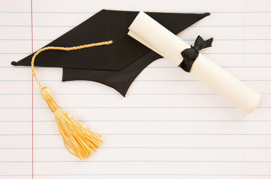 Symbols Representing Graduation on Ruled Notebook Paper