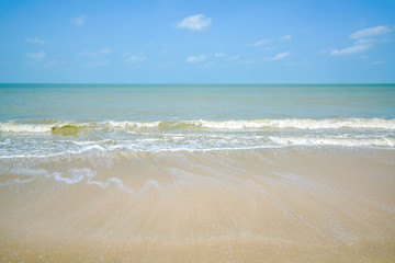 Fototapeta na wymiar Beach and sand with water wave.