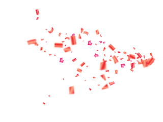 Vector Pink Tinsel Festival Confetti. Birthday, Christmas, New Year Party Celebration Firework Decor. Falling Down Fairy Festival Pink Foil Tinsel Vector Confetti. Modern Gift Voucher Border.