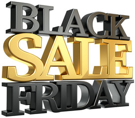 black friday sale 3d rendering bold letters