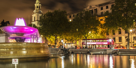 Fountain at Night - London Trafalgar Square