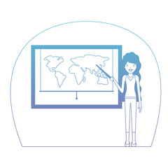 female teacher in geography class vector illustration design