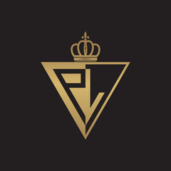 initial two letter half logo triangle gold